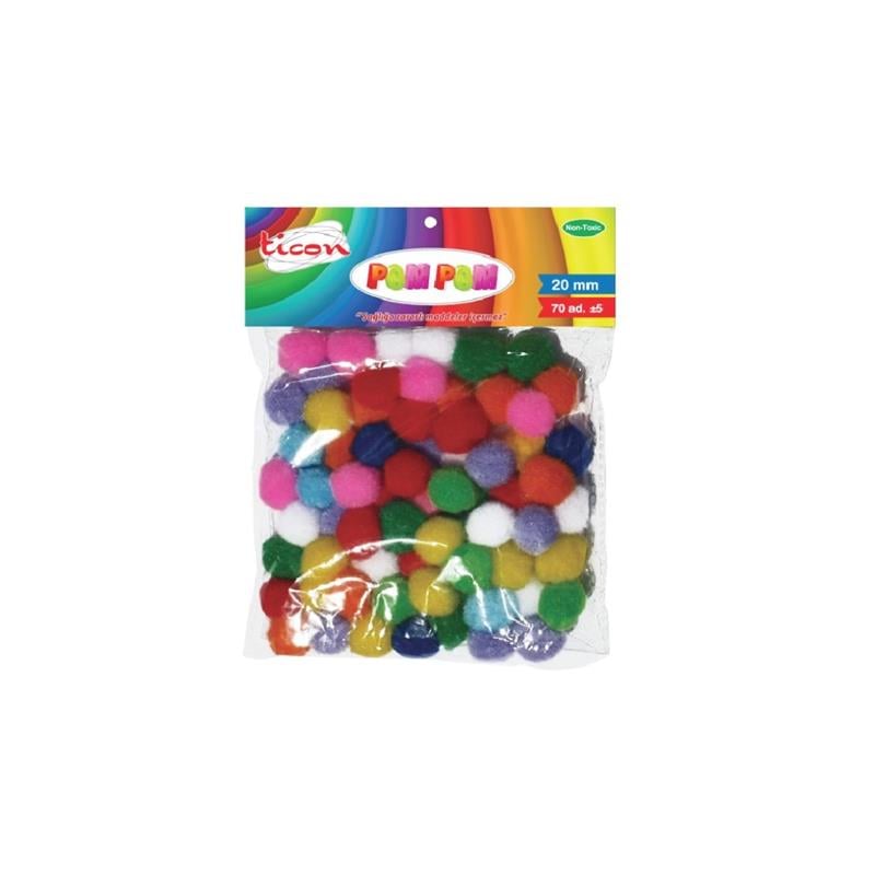 Ticon 20mm 70'lı Pastel Renk Ponpon