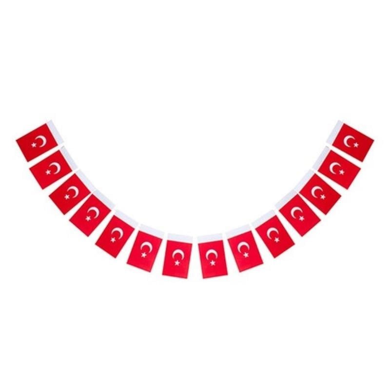 Türk Bayrağı, İpli, Kağıt, Büyük, 480cm - 11cm x 19cm - 40'lı