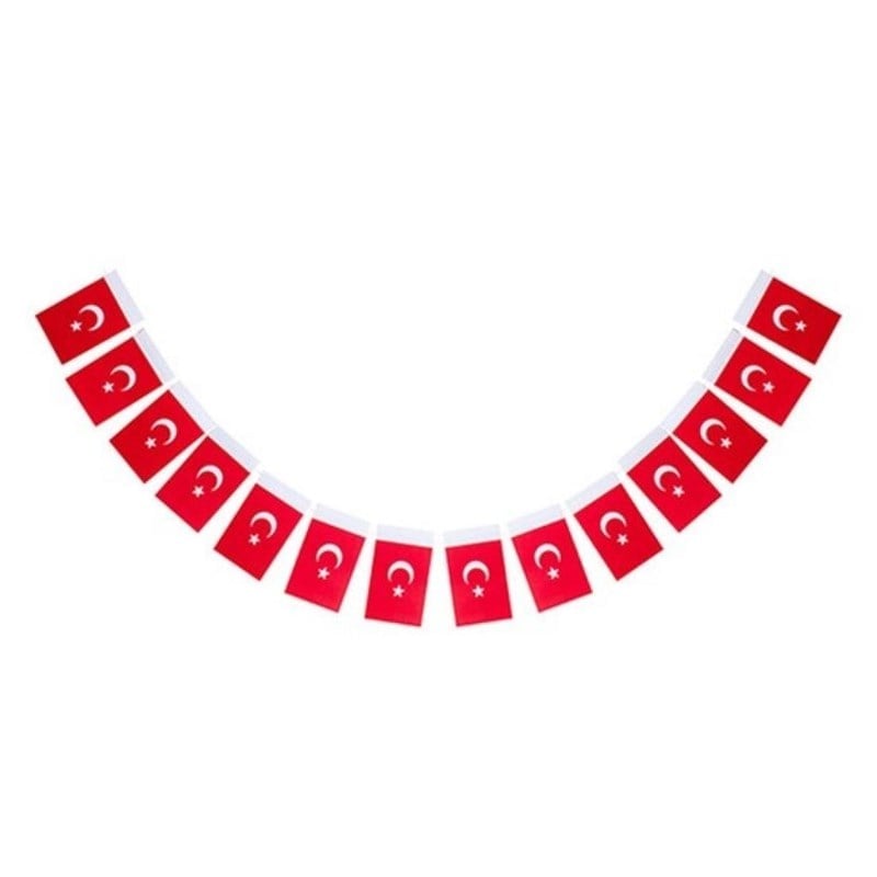 Türk Bayrağı, İpli, Kağıt, Büyük, 480cm - 11cm x 19cm - 40'lı