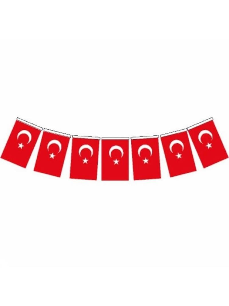 Türk Bayrağı, İpli, Kağıt, Mini, 280cm - 6cm x 10cm - 40'lı