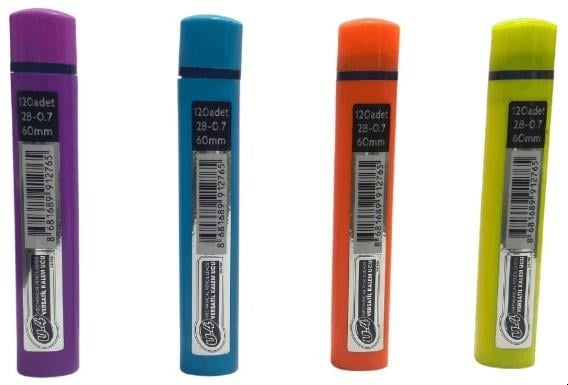 U4-700 0.7mm 60 mm 120'li 12 tüp Renkli Versatil Kalem Ucu