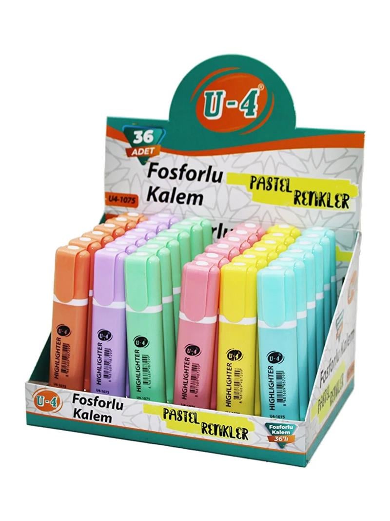 U4 Fosforlu Kalem 0711 Prem Pastel 36'lı Stand