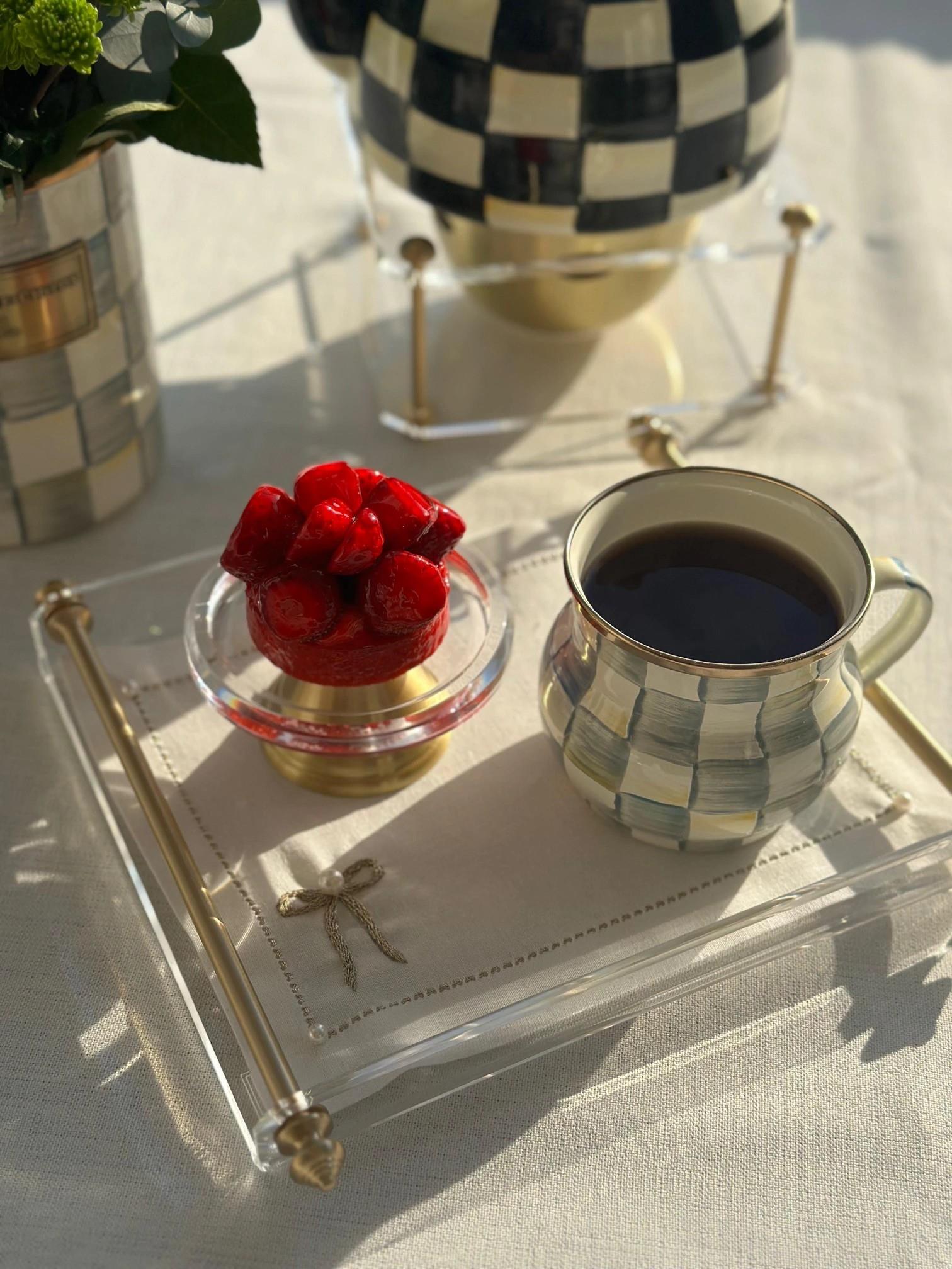 Uzun Pirinç Kulplu Küçük Tepsi