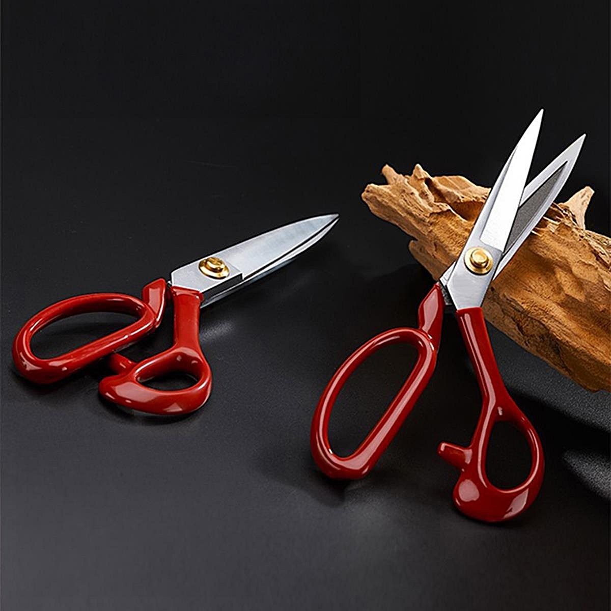 Pin-1084 Kırmızı Saplı Paslanmaz Çelik Terzi Makası – 8″ (21 cm) | Profesyonel Kumaş Kesim Makası