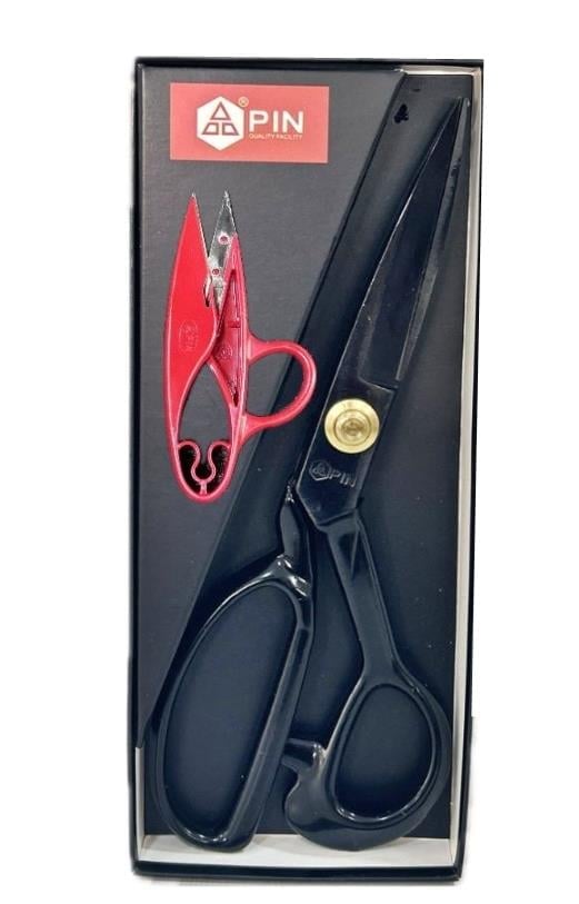 Pin-1084 Siyah Saplı Somunlu Kumaş Kesim Makası – 8″ (21 cm) | Profesyonel Kesim