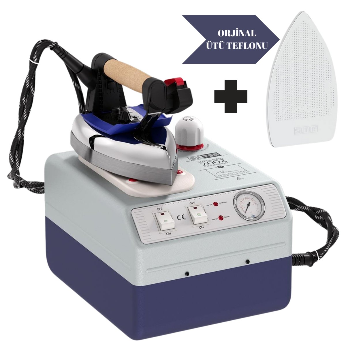 SilterSilter SPR MN 2002 Süper Mini 2 LT Buhar Kazanlı Ütü - Orijinal Alüminyum Ütü TeflonluSPR/MN 2002-SY PC 200Silter SPR/MN 2002 Süper Mini – 2 LT Buhar Kazanlı Ütü ve Orijinal Alüminyum Teflon Ütü