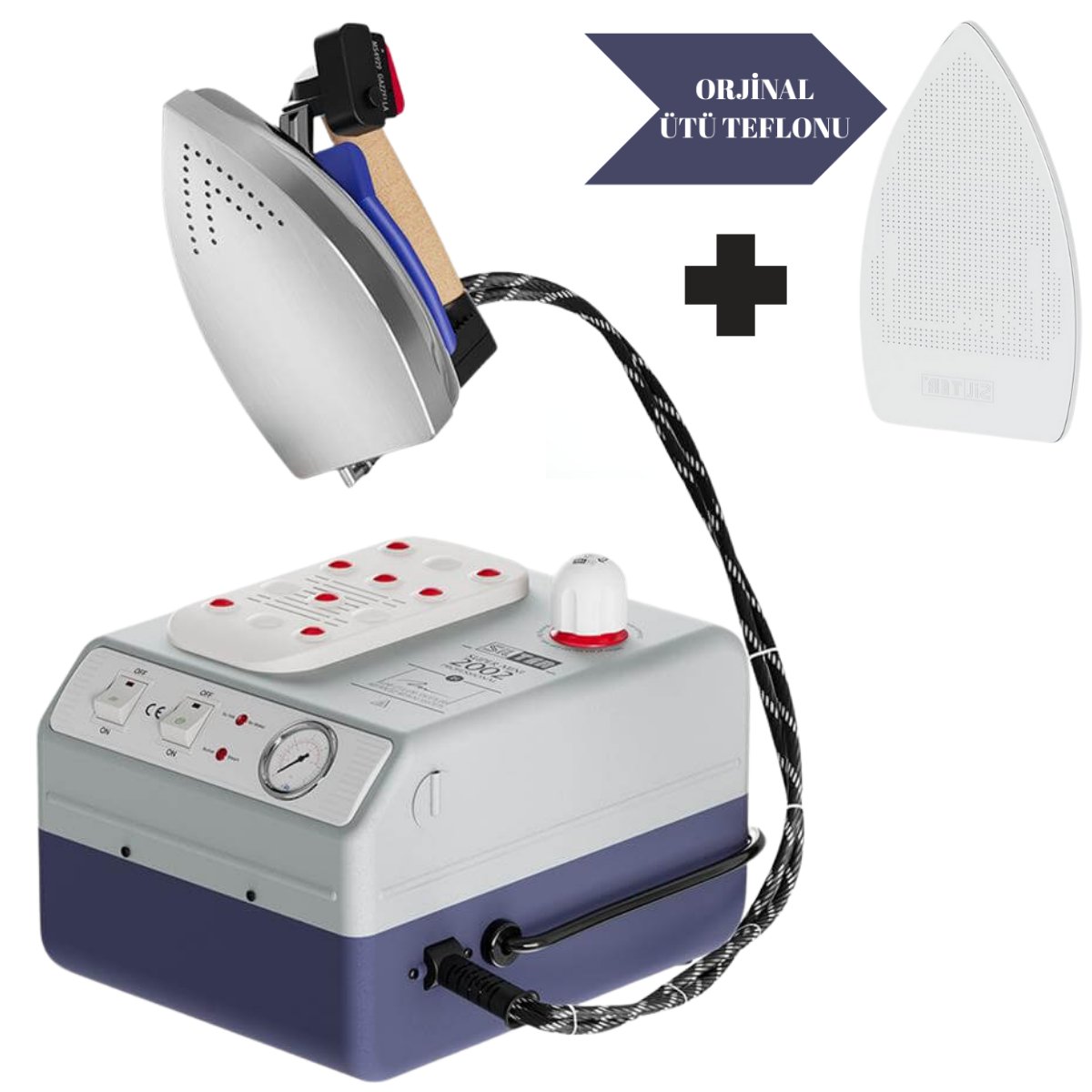 SilterSilter SPR MN 2002 Süper Mini 2 LT Buhar Kazanlı Ütü - Orijinal Alüminyum Ütü TeflonluSPR/MN 2002-SY PC 200Silter SPR/MN 2002 Süper Mini – 2 LT Buhar Kazanlı Ütü ve Orijinal Alüminyum Teflon Ütü