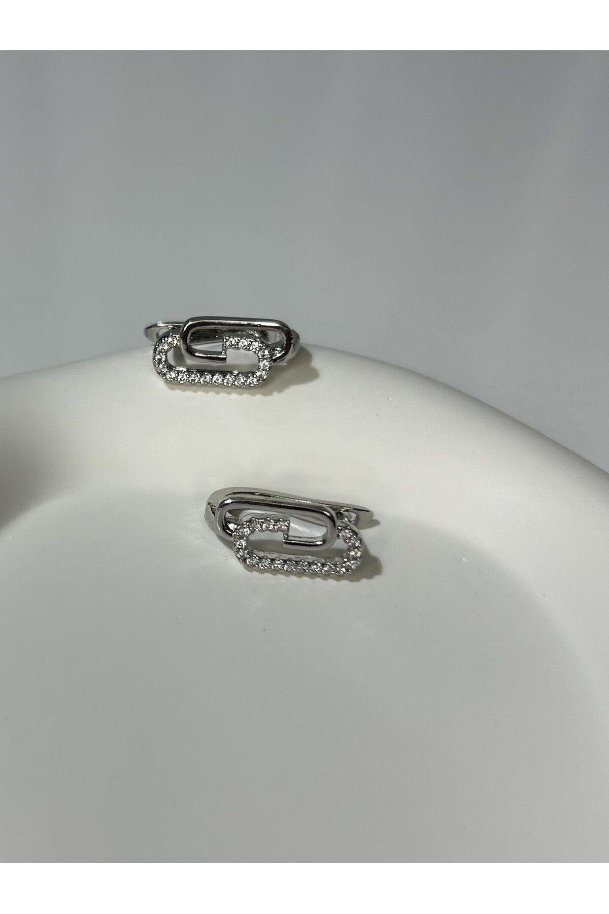 Zirkon Taşlı Silver Küpe