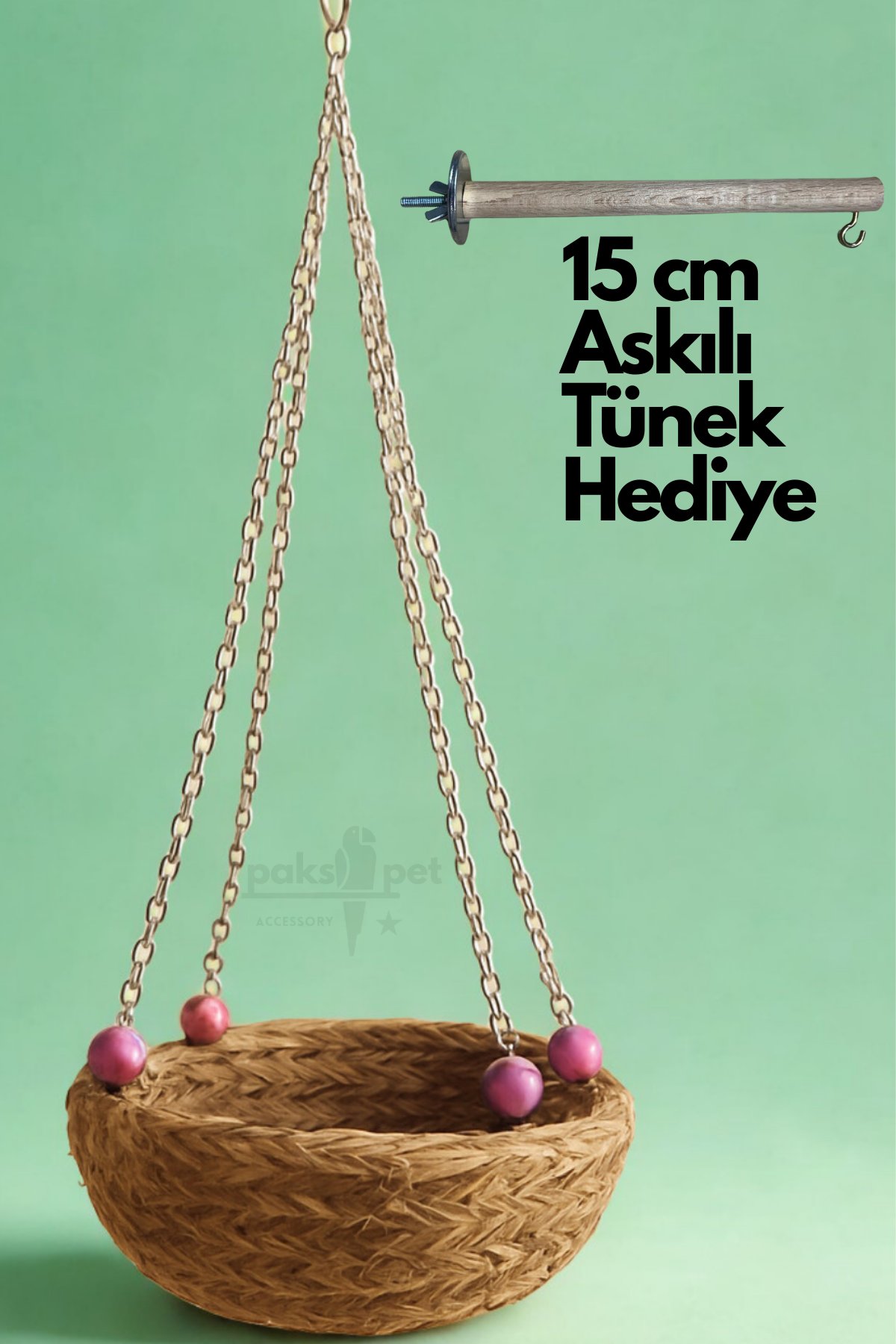 Hasır Kuş Hamağı - Uyku Hamağı - Tünek Hediyeli -  Muhabbet kuşu ve Cennet Papağanı Salıncağı