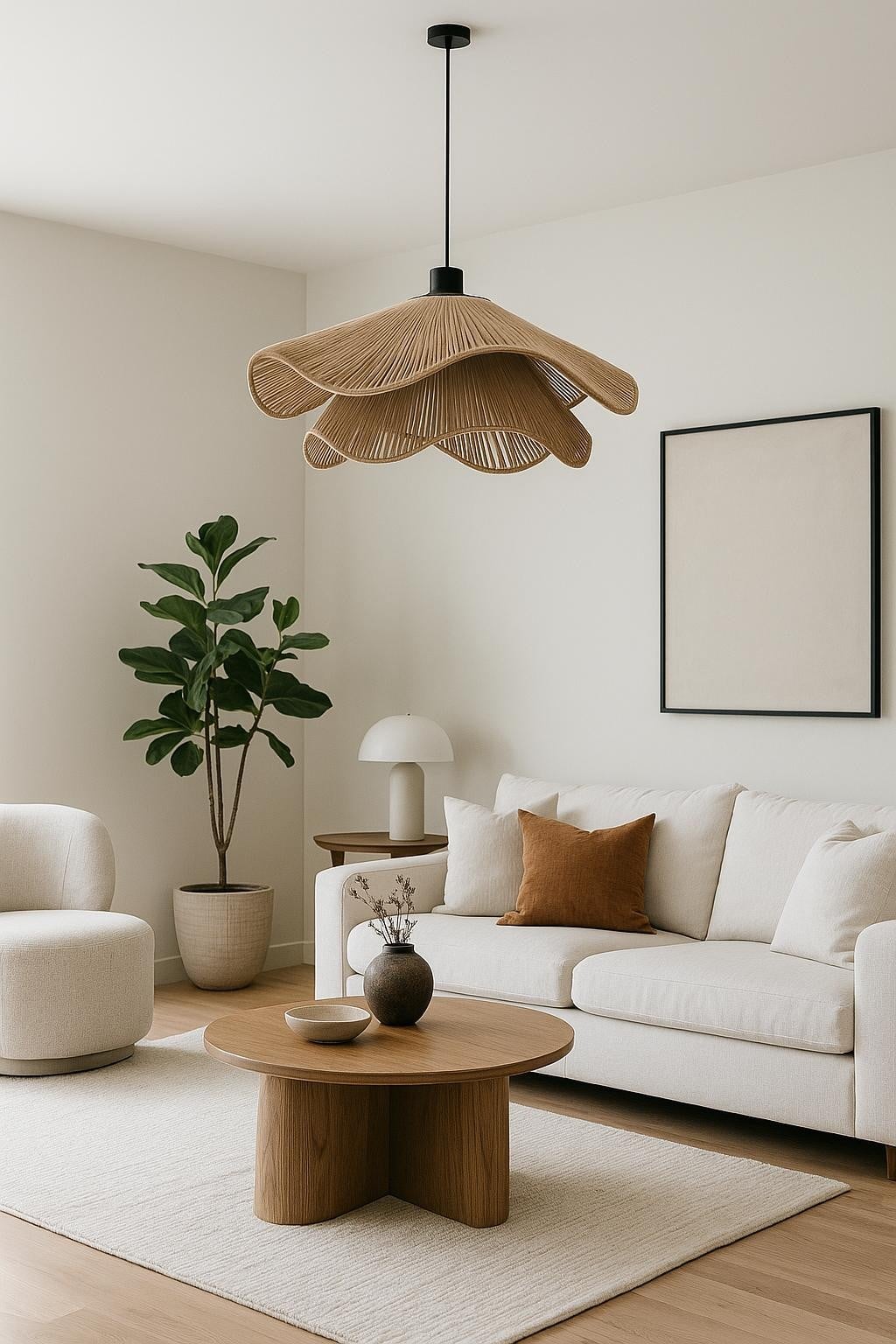 Jüt Hasır Avize Bohem ve Rustik Sarkıt Doğal Dekoratif Avize