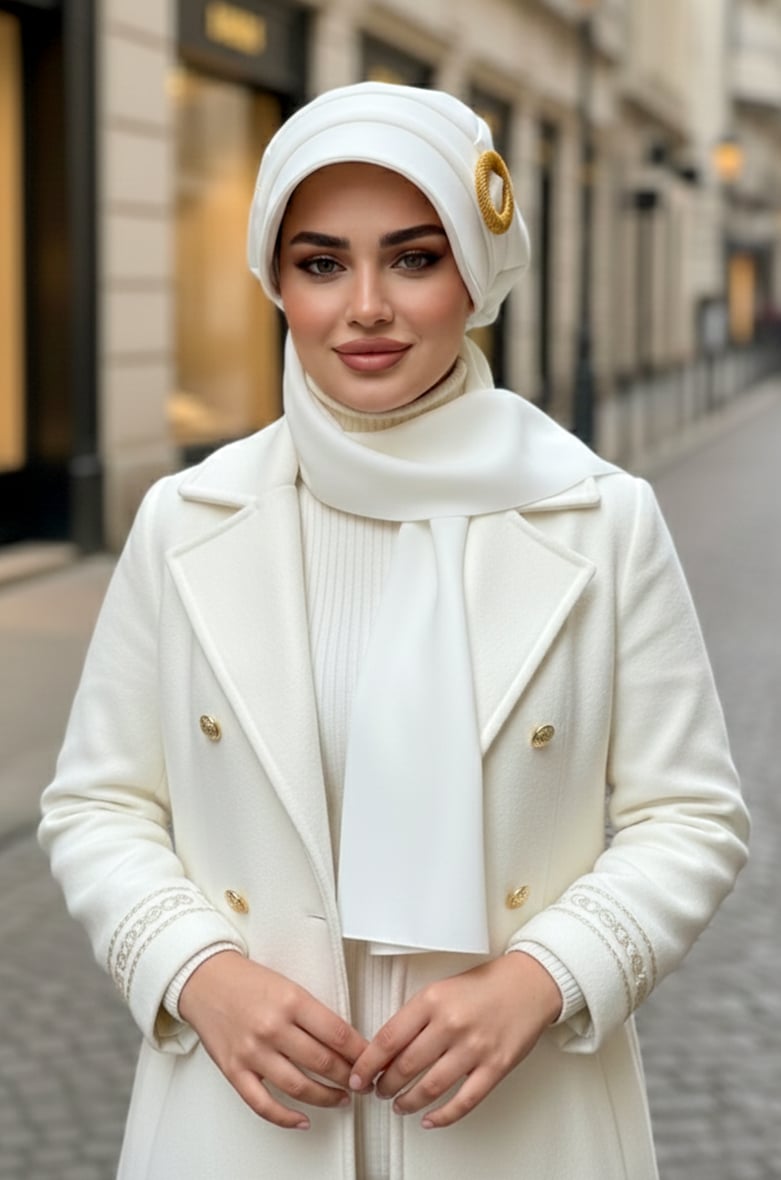 Açık Bej Atkılı Tesettür Şapka