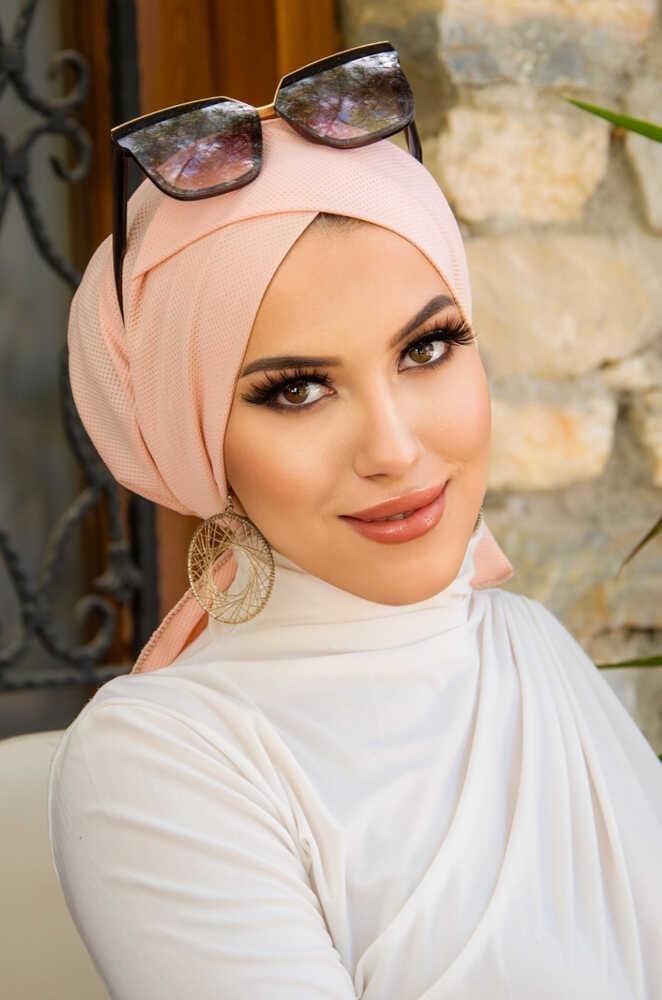 Açık Somon Çapraz Bantlı Bone