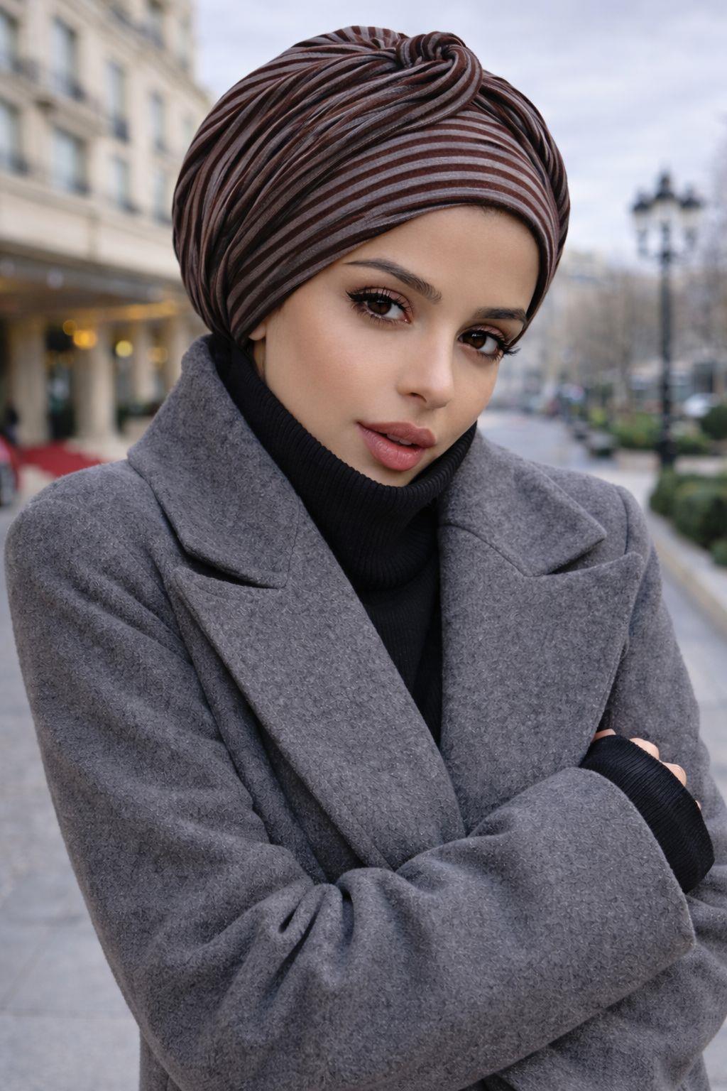 Antrasit Çizgili Burgu Detaylı Bone