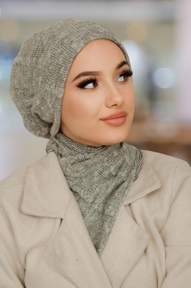 Antrasit Desen Tesettür Bere Ve Etol Takım