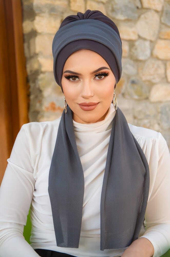 Antrasit Füme Fularlı Bone