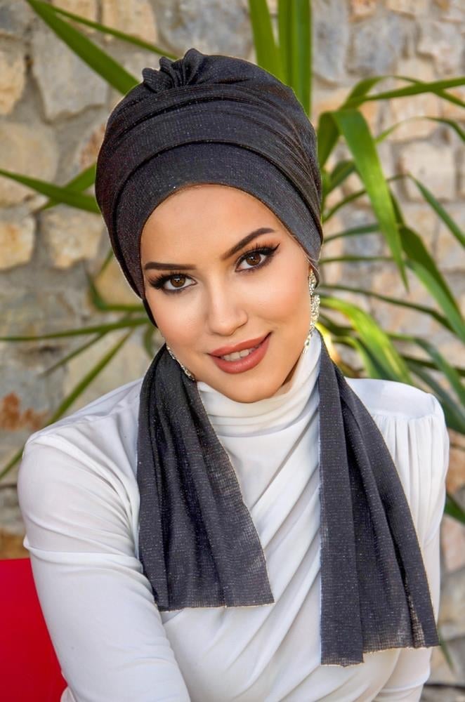 Antrasit Işıltılı Atkılı Bone