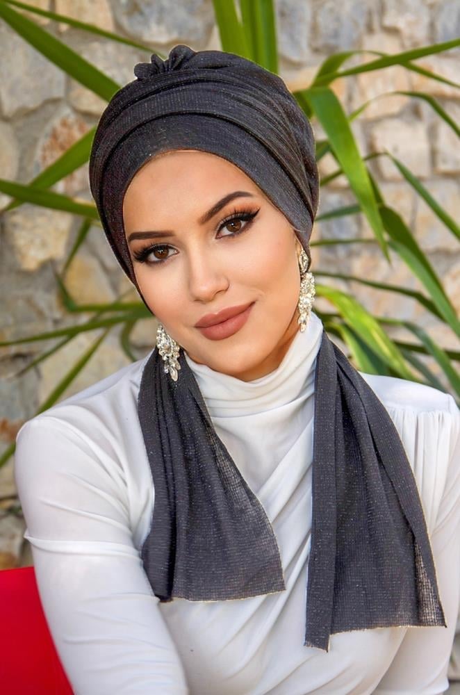 Antrasit Işıltılı Atkılı Bone