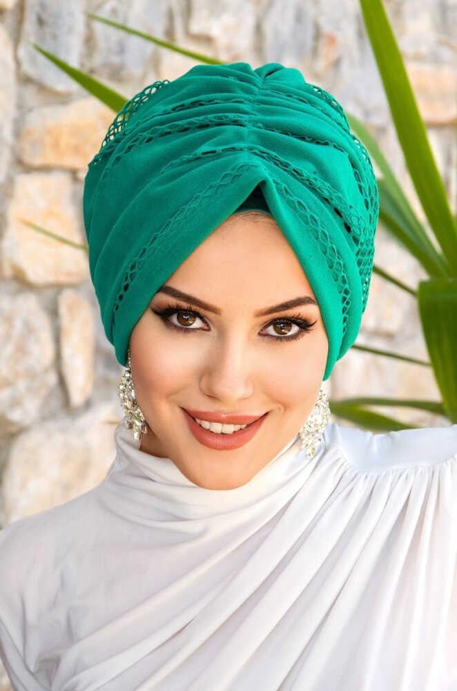 Bahar Yeşili File Tokalı Bone