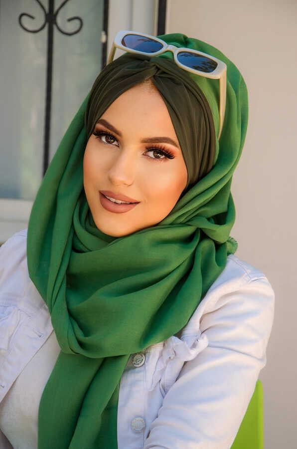 Bahar Yeşili Haki Burgu Hazır  Şal