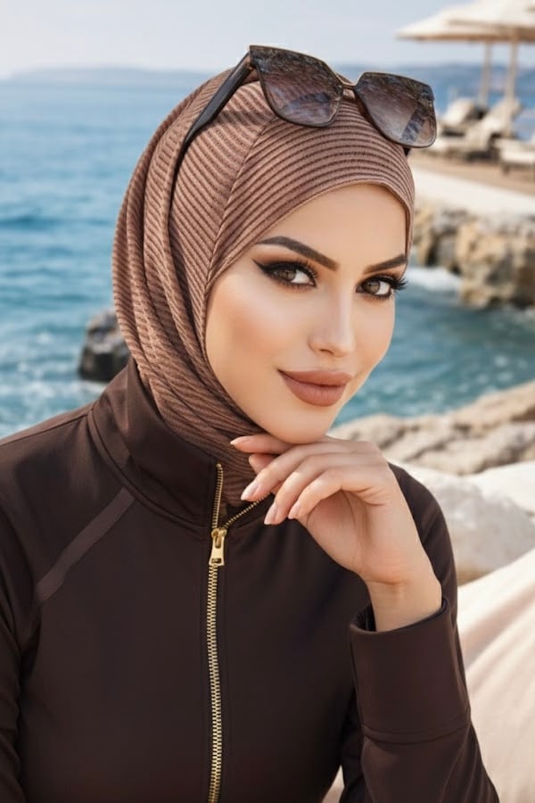 Bakır Çizgili Yüzücü Bonesi - Sporcu Bonesi