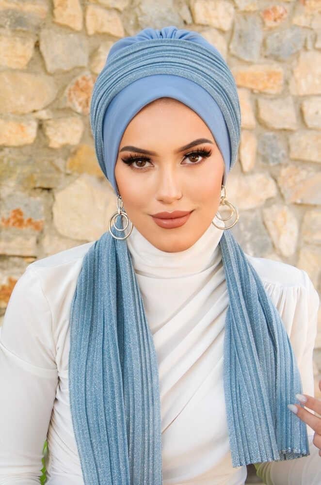 Bebe Mavi Fularlı Bone