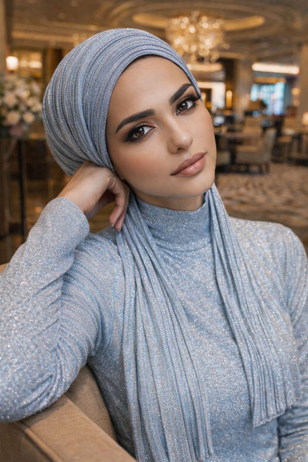 Bebe Mavi Simli Piliseli Abiye Atkılı Bone