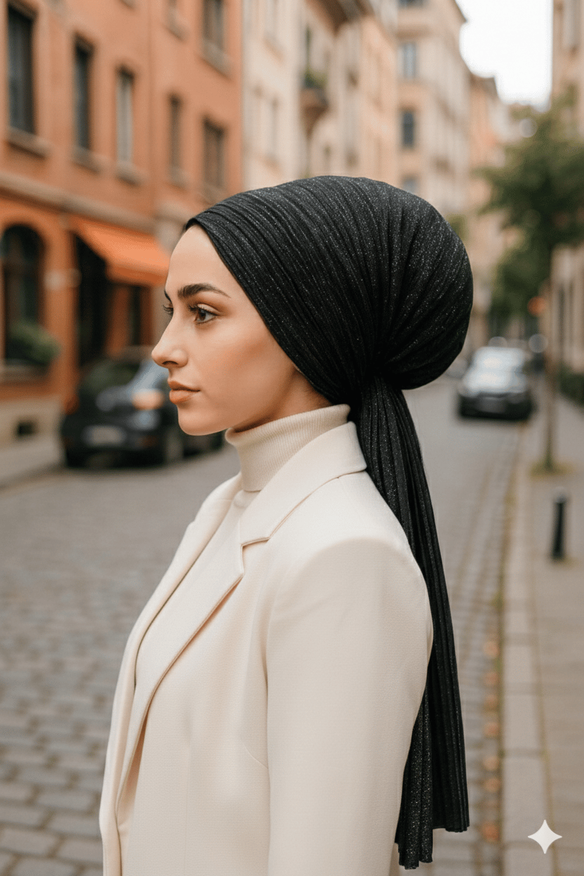 Beyaz Çiçek Desen Fularlı Bone