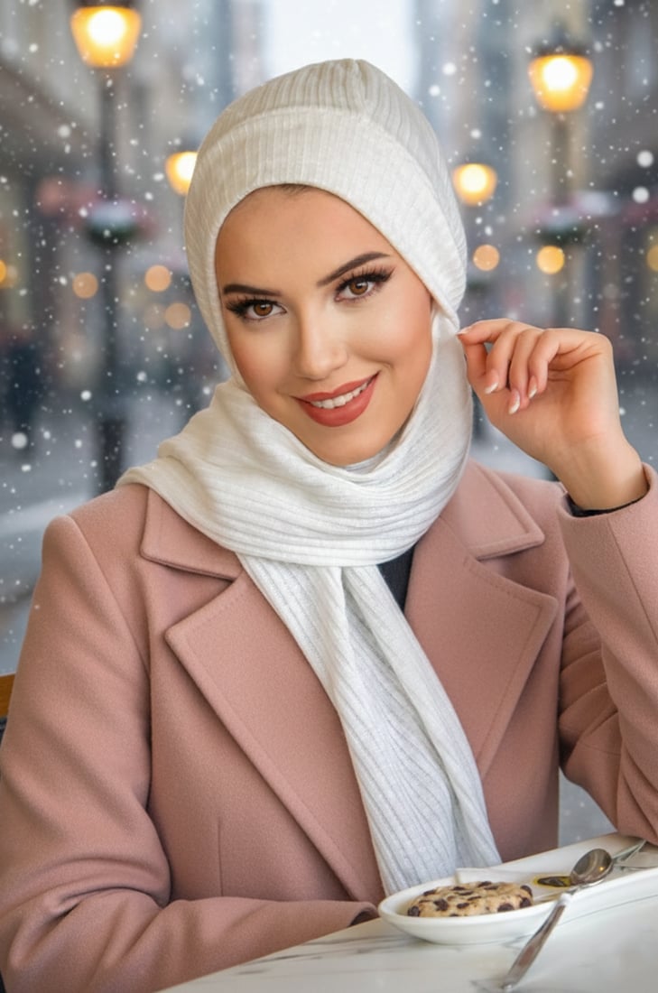 Beyaz Fitilli Tesettür Bere