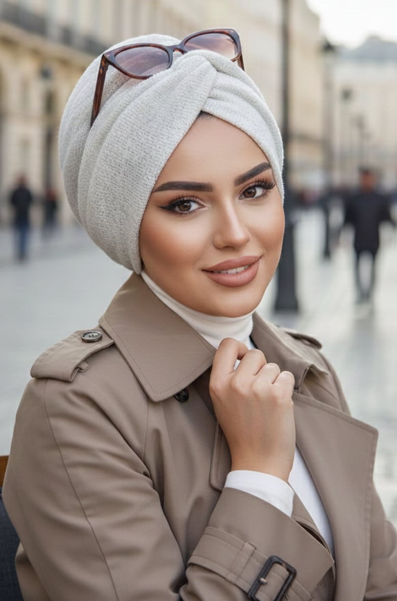 Beyaz Triko Kışlık Burgu Bone