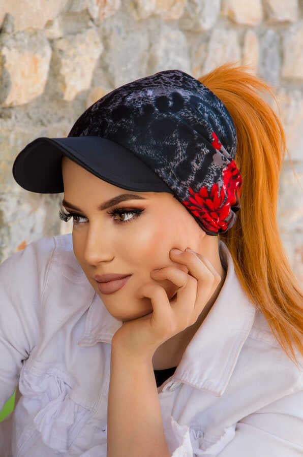 Bordo Desenli Bone Bant - Bağcıklı