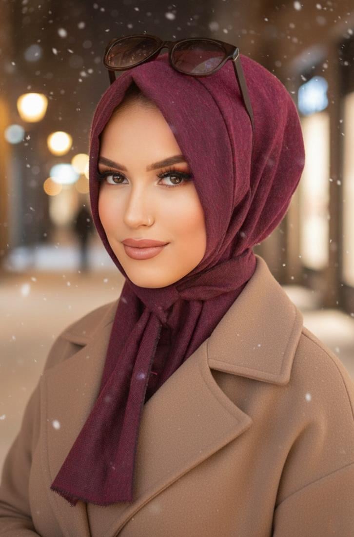 Bordo Kaşe Hazır Eşarp