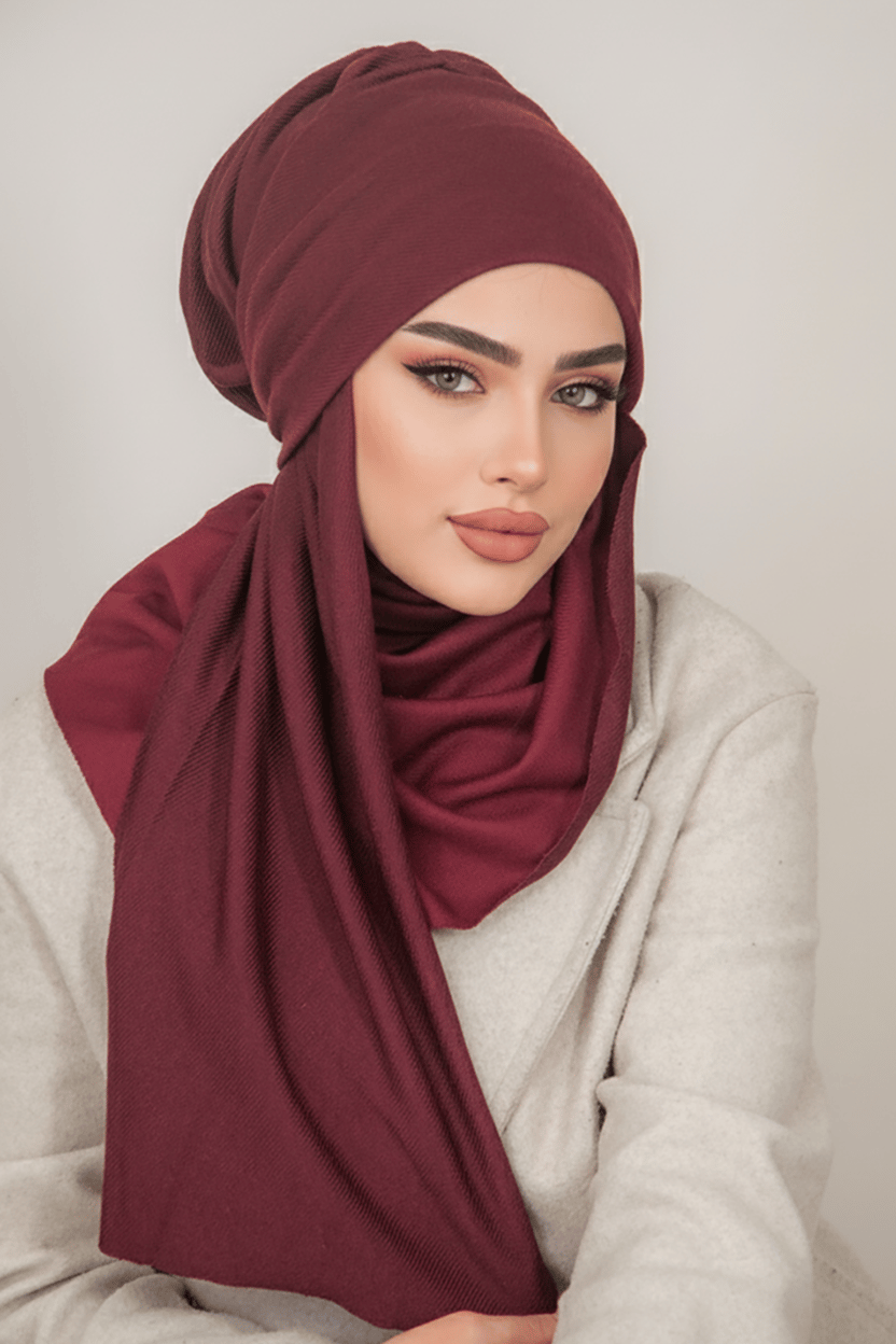 Bordo Kelebek Bone Şal