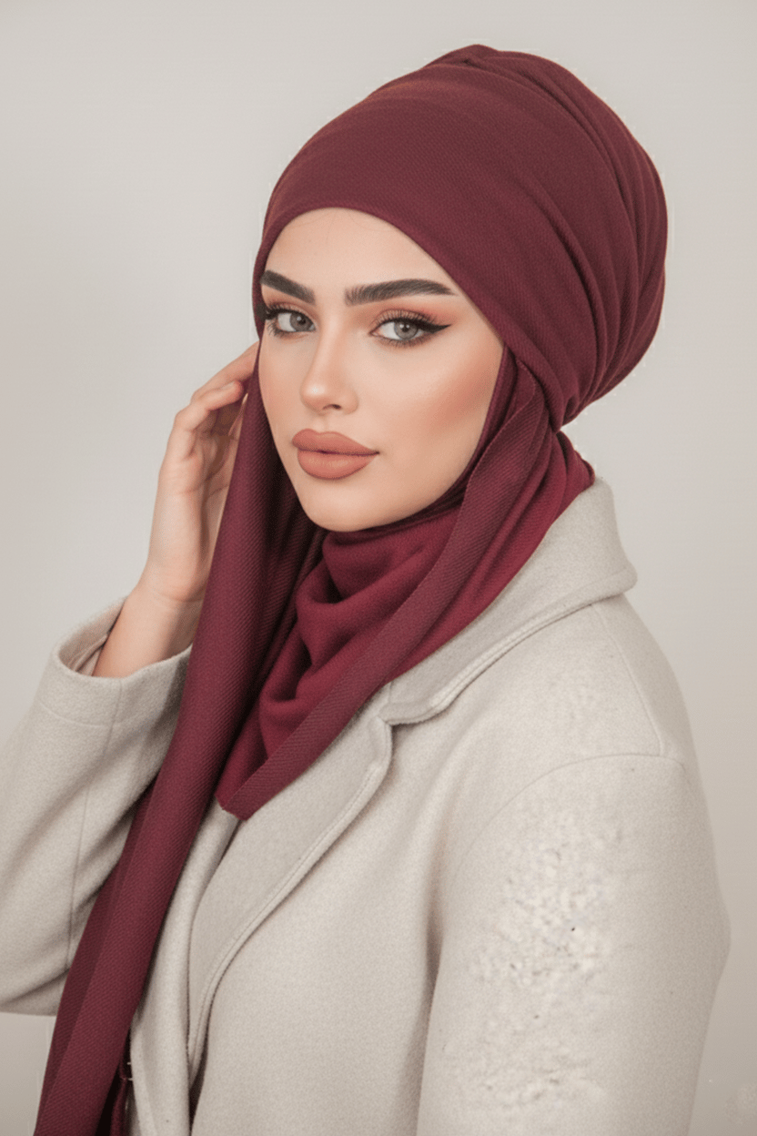 Bordo Kelebek Bone Şal