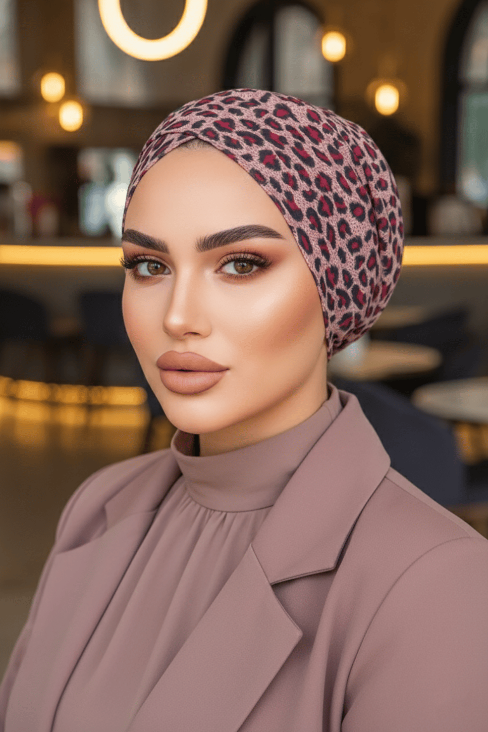 Bordo Leopar Desen Çapraz Bone