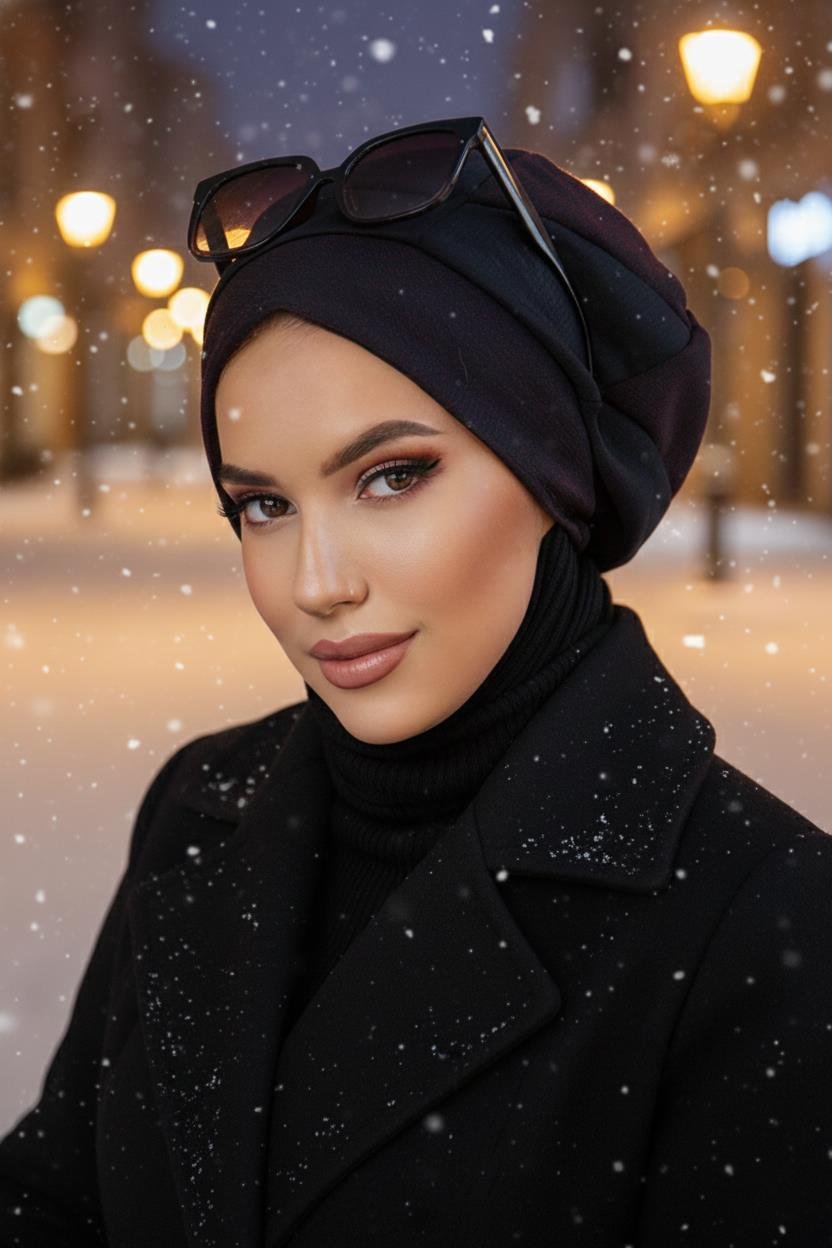 Bordo Siyah Garnili Tesettür Bere