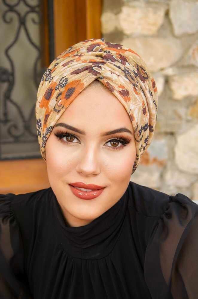 Camel Çiçek Desenli Burgu Bone