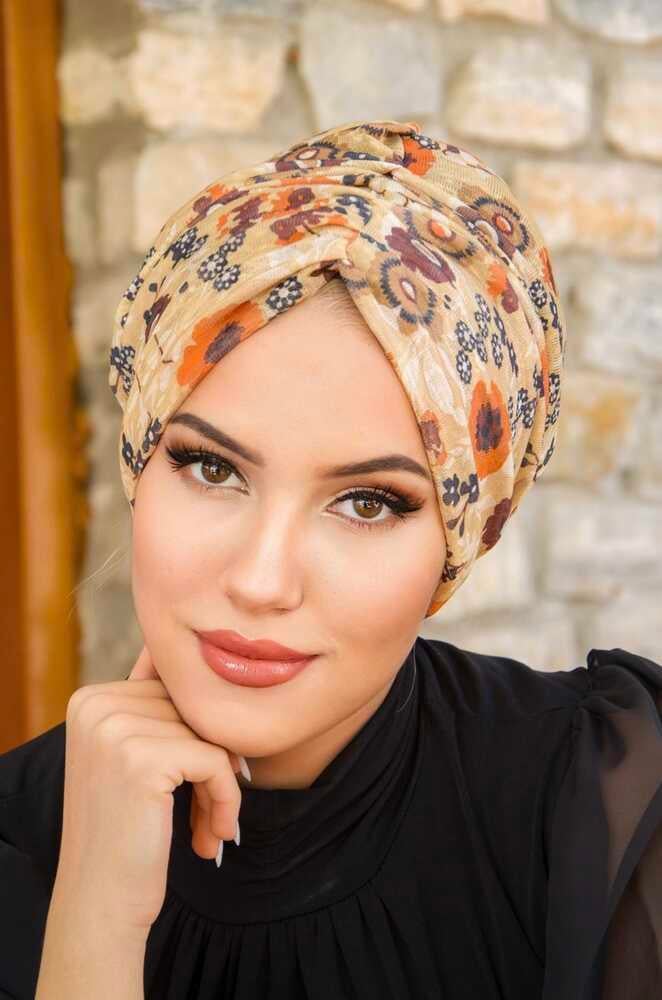 Camel Çiçek Desenli Burgu Bone