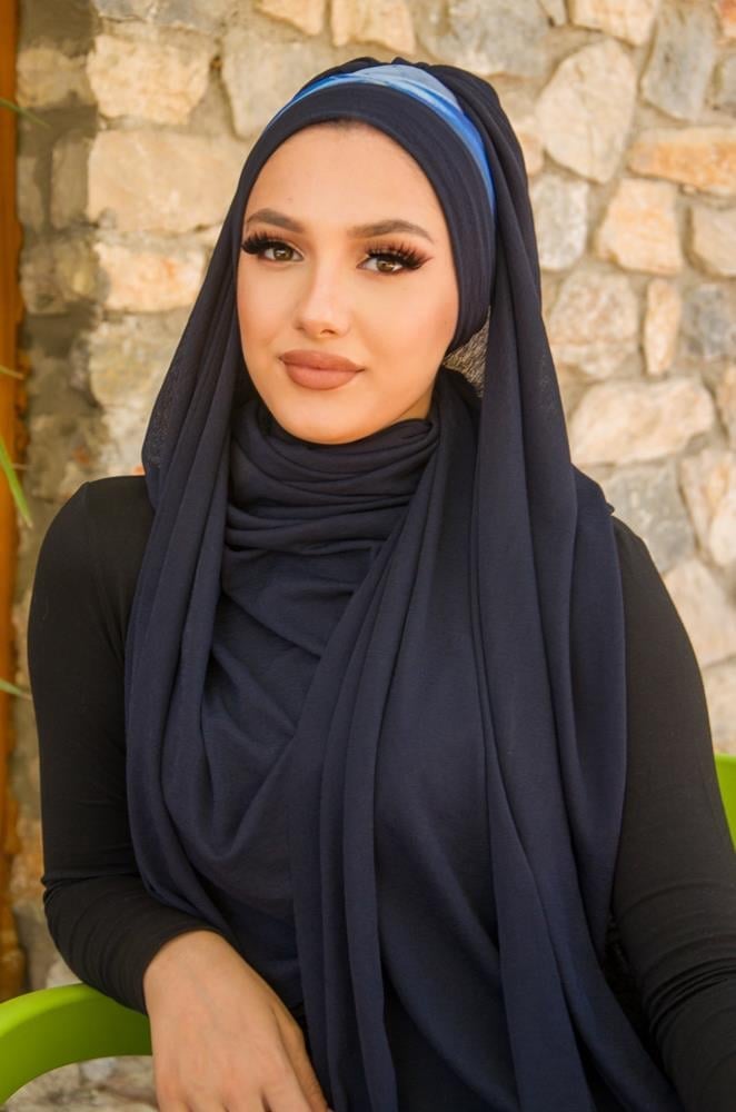 Ebruli Kelebek Model Büzgülü Bone Şal