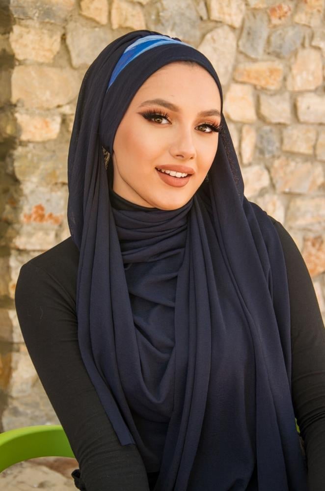 Ebruli Kelebek Model Büzgülü Bone Şal