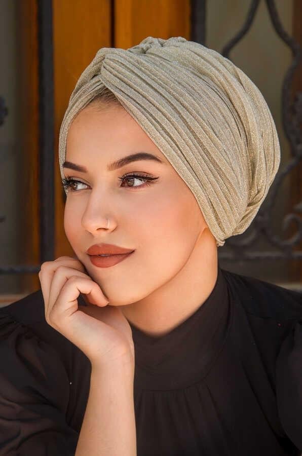 Ekru Simli Piliseli Burgu Model Abiye Bone