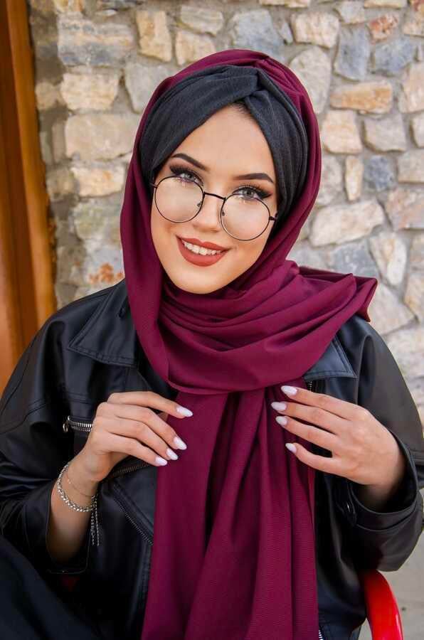 Füme Bordo Burgu Hazır Şal