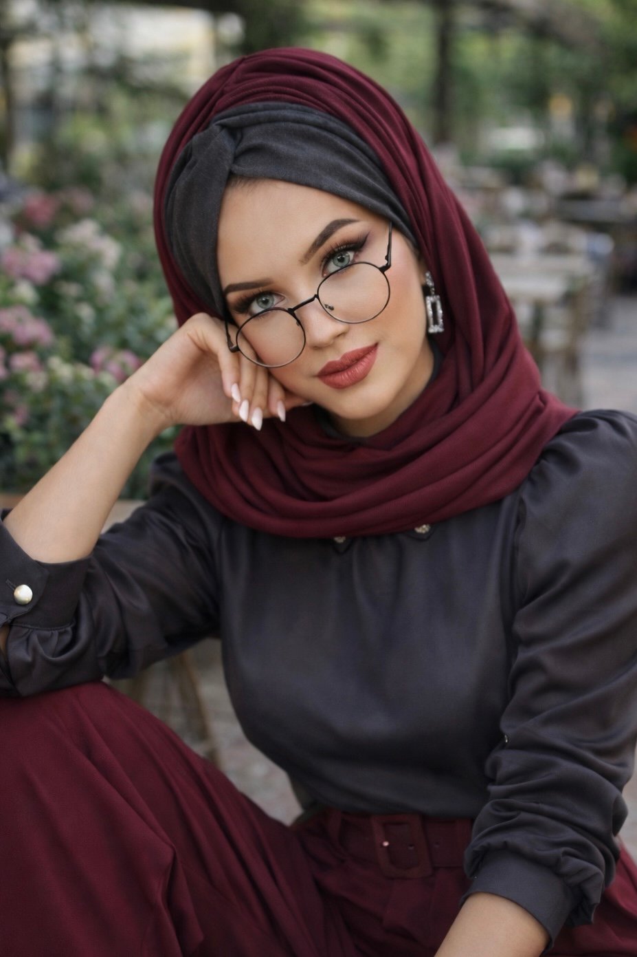 Füme Bordo Burgu Hazır Şal