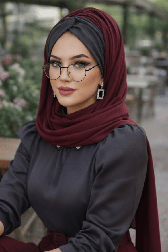 Füme Bordo Burgu Hazır Şal