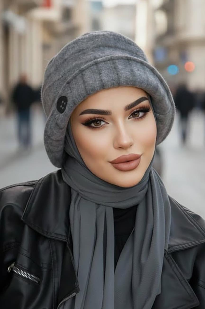 Füme Düğme Desen Bucket Şapka