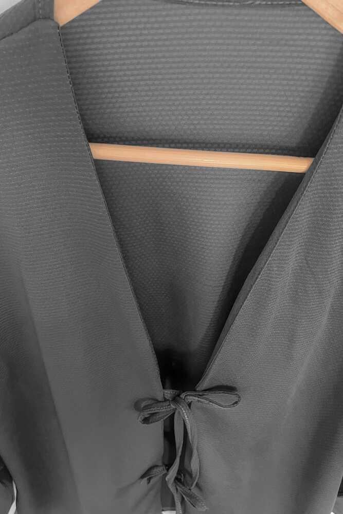 Füme Önü Bağlamalı Kimono Tunik / Likralı Yazlık Kumaş