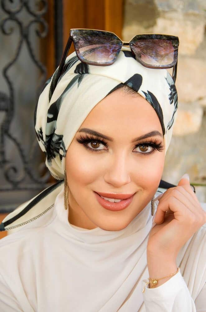 Füme Yaprak Desen Çapraz Bantlı Bone