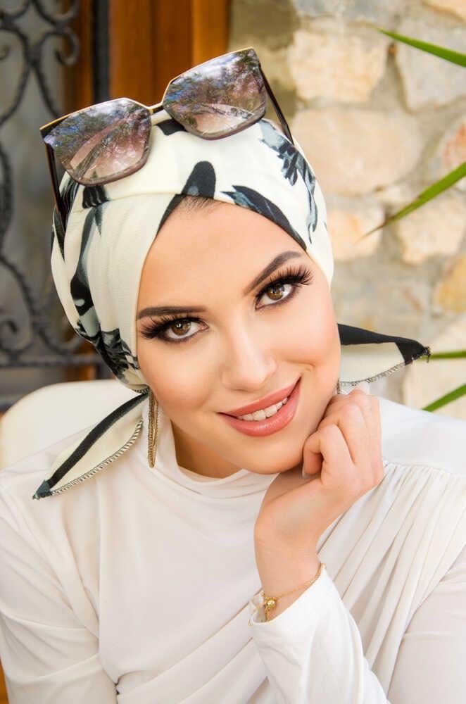 Füme Yaprak Desen Çapraz Bantlı Bone