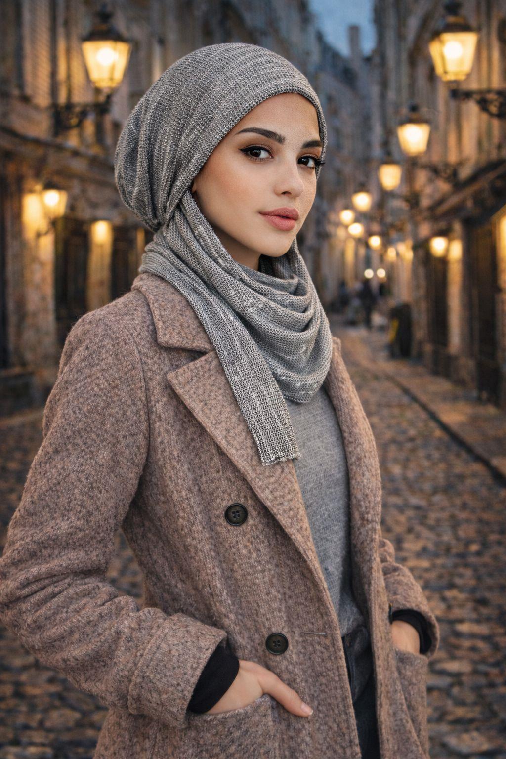 Gri Desen Kelebek Bone Şal