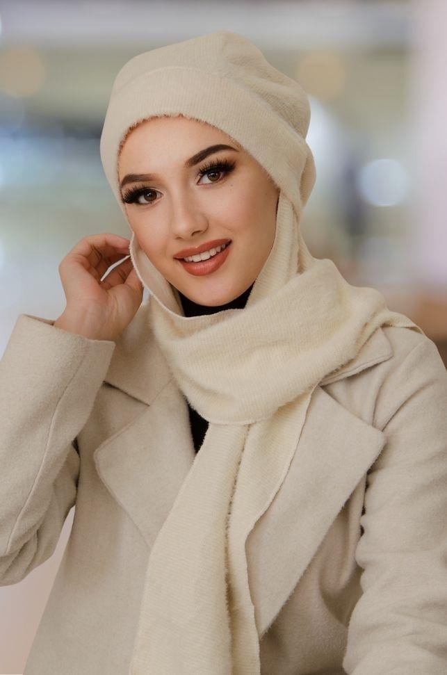 Gri Melanj Fitilli Fiyonklu Tesettür Bere