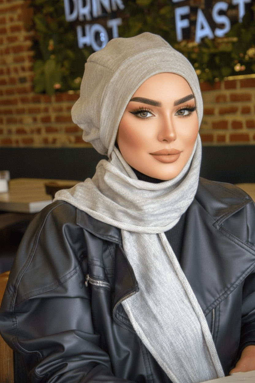 Gri Melanj Tesettür Bere